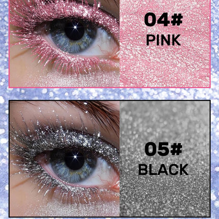 Waterproof Pink Diamond Glitter Mascara Shiny Sequins Eyelashes Quick Dry Lasting Curling Thick Sparkling Mascara Shimmer Makeup