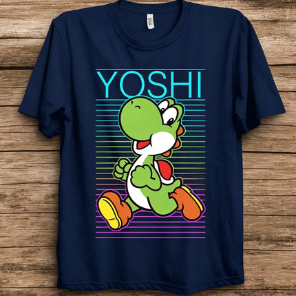 Super Mario Yoshi Retro Gradient Fade Poster T-shirt 2026 Summer New Men Women Fashion Y2K Hip-hop Cotton Oversized T-shirt