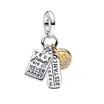 Exquisite 925 Sterling Silver Golden Heart&Robot&Badge Three in One&Avocado Pendant Fit Brand Bracelet Neutral Style Jewelry