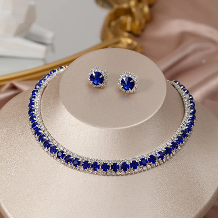 Women's Rhinestone Decorated Necklace & EarringsTrendy Jewelry Set Fashionable Accessories for Party & Daily Clothing Decor