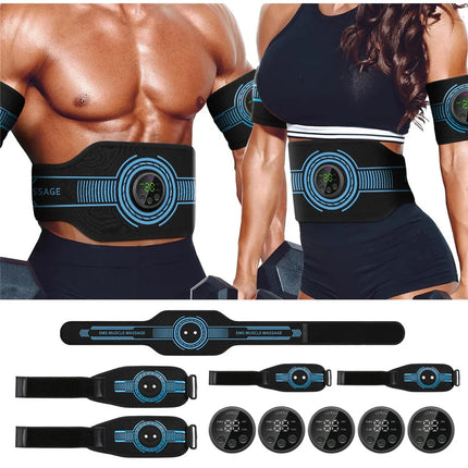 Smart EMS Ab Stimulation Belt - Rechargeable Muscle Toner for Home Gym Fitness & Body Contouring