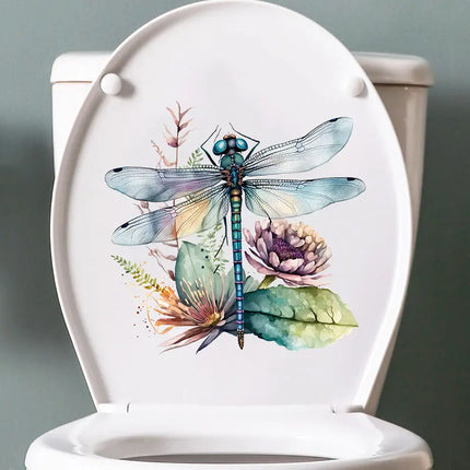 M739 Beautiful flowers and Dragonfly Insect Wall Sticker Kids Room Bedroom Home Decoration Wallpaper Self Adhesive Decals