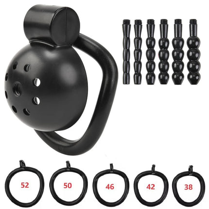 New 2026 Male Penis Chastity Cage Set Small Chastity Cage 5 Cock Rings With Urethral Sound Plug Penis Bondage Slave Man Sex Toy