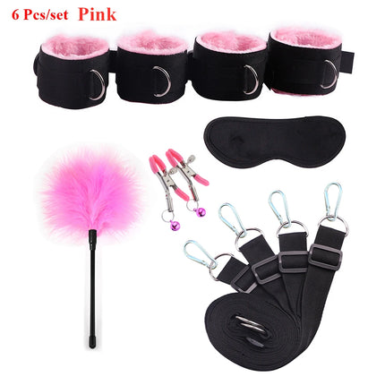 Sex Toys For Woman Men BDSM Bondage Set Under Mattress Erotic Restraint Handcuffs Ankle Cuffs Eye Mask Adults Games for Couples