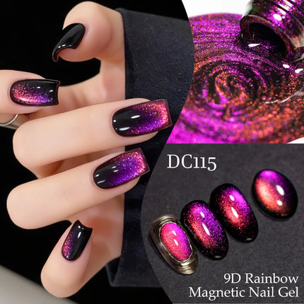 7ml 9D Rainbow Magnetic Gel Nail Polish Aurora Effect Nails Semi Permanent Soak Off UV LED Gel Varnish Nail Art Nail Supplies