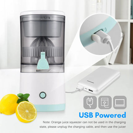 Electric Orange Juice Squeezer Hands Free Portable Citrus Juicer for Orange Lemon Apple Tomato Grape USB Powered
