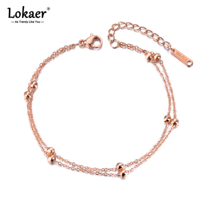 Lokaer Trendy Double Layer Handmade Beads Anklet For Women Barefoot Sandals Bracelet Anklets Foot Gothic Boho Jewelry A21011
