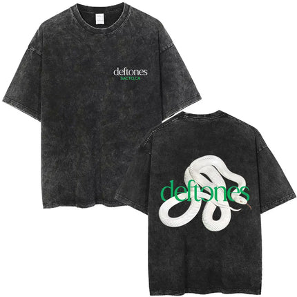 New Arrival Mens Clothes Tee Shirt Homme Washed Vintage Rock Band Deftones Private Music Graphic  Men Clothing New in Top & Tees