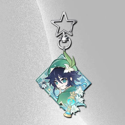 Game Venti Neuvillette Flins Cosplay Keychain Kawaii Acrylic Keyring Key Chain Bag Ornament Decoration Props