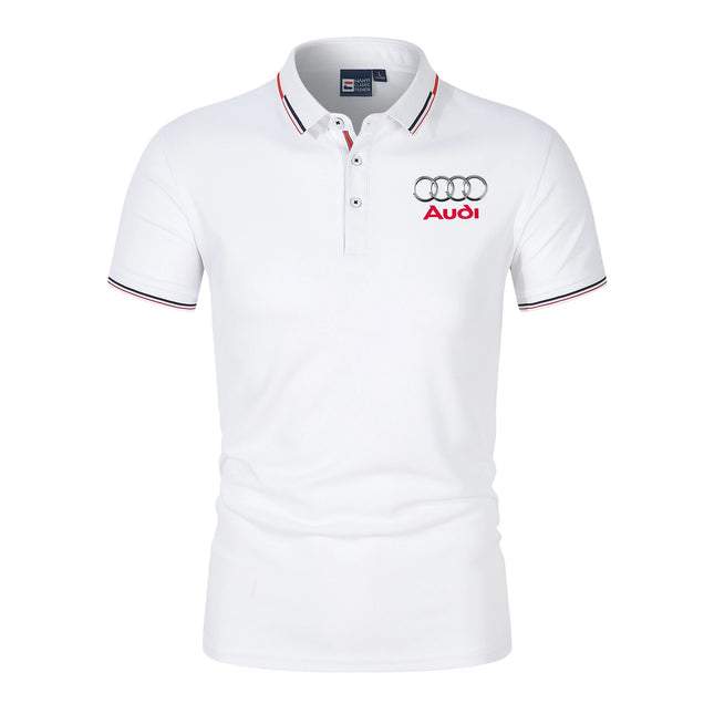 Men's T-shirt, short-sleeved polo shirt, summer, Audi car print product, fashionable and breathable, car beauty and maintenance,