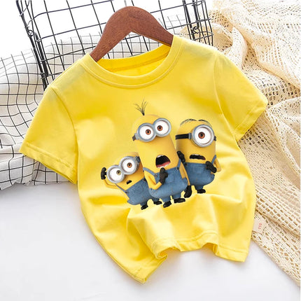 Cute Minionss T-shirt Cotton Boys Girl Toddler Children Short Sleeve Clothes Anime Game Cartoon Kids Streetwear Tees Casual Tops