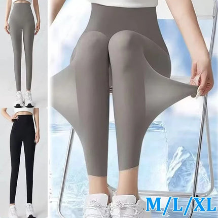 Thin Summer Women's Legging Outer Wear Silky Sunscreen Cool Feeling High Waist Yoga Pants Elastic Skinny Trousers