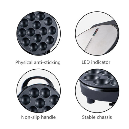 Takoyaki Maker 750W Aluminum 14 Holes Japanese Octopus Ball Maker Electric Machine for Home Breakfast