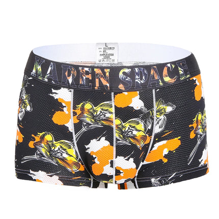 Men's Breathable Ice Silk Printed Boxer Briefs Underwear Fashionable Male Panties Comfortable Calzoncillo Hombre