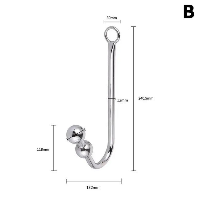 [Y]Stainless Steel Anal Hook With Anal Beads Hole Anal Hook Metal Butt Plug Anal Sex Toys Adult Product No Vibrator For Men