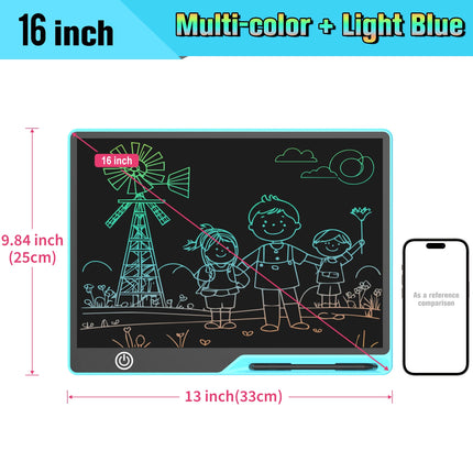 Rechargeable LCD Writing Tablet 16 Inch Colorful Doodle Board Drawing Pads for Kids, Educational Learning Toys for School Home