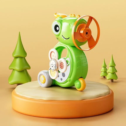 Baby Dinosaur Whistle Car Toy Light Up Top Rotating Music Graphic Cognition Multi Play Children Toy Car Inertial Sliding Button