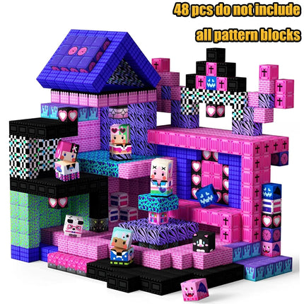 New Magnetic Building Blocks Mine World Magnetic Cozy Forest Cabin Construction Brick Cube STEM Boy Girl Children Toy Set Gift