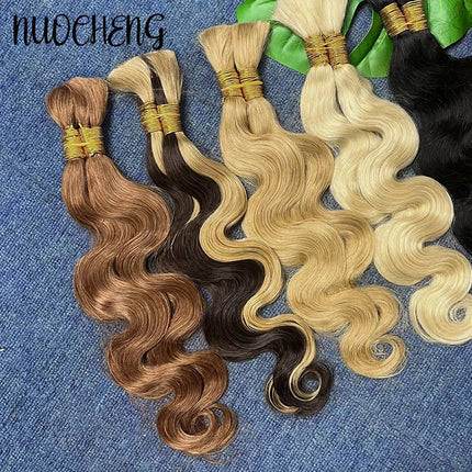 Blonde Body Wave Human Braiding Hair for Boho Braids 27# 2 Bundles Human Braiding Hair 100g Bulk Human Hair for 8-30inches