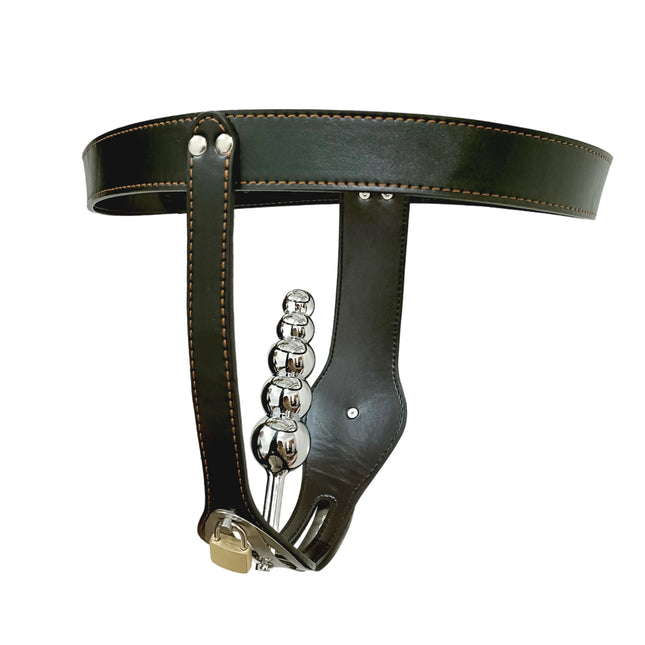 Leather T-Shaped Female Chastity Belt Masturbator Strap-on Pants Adjustable Underwear Chastity Lock BDSM Device Fetish Sex Toys