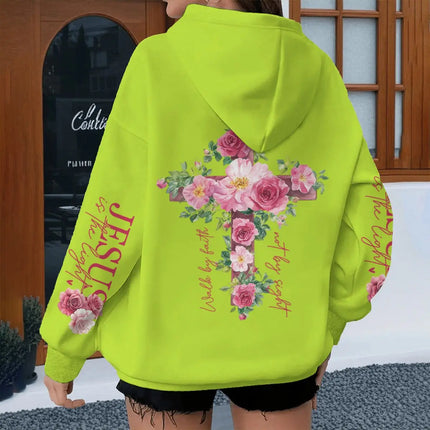 Vintage Rose Cross Christianity Hoodie Fashion Jesus Bible Verses Graphic Tracksuit Women Long Sleeve Christianity Hoodies
