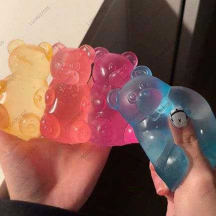 Colorful Gummy Bear Fudge Squeeze Toy Jelly Bean Gummy Candy Fidget Hand Relax Toy Anti-Stress Release for All Ages