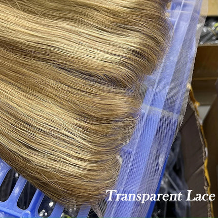 P4/27 Highlight Color 13x4 Transparent Lace Frontal Straight Human Hair Invisible Preplucked Closure Lace Frontal Human Hair