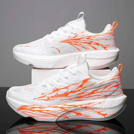 New Couple Sports Shoes Heartbeat Popcorn Carbon Plate Soft Sole Running Shoes for Men Women Fashion Casual Student Sneakers