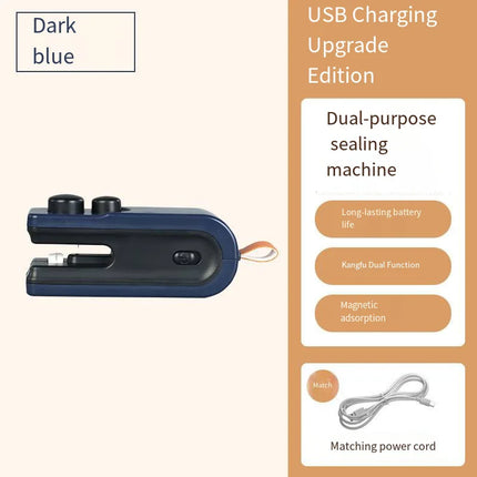 Mini Sealing Machine USB Rechargable Heat Sealer Storage Bag Plastic Package Food Sealer Clip Bag Handheld Food Heat Sealer