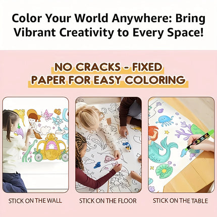 Children's Drawing Kit, 3m Long Doodle Paper Rolls, Doodle Scrolls, DIY Painting, Stimulates Imagination, Birthday Gift, Halloween, Thanksgiving and Christmas Gift, Ideal New Year's Gift, Suitable for Creative Doodling and Pa