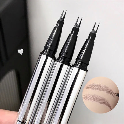 Waterproof Wild Eyebrow Pen 2/4 Separated Head Natural Brow Makeup Quick-Drying Creation of Ultra-Fine Lasting Liquid Eyebrow