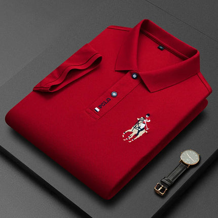 Brand Embroidered Men's Pure Cotton Popsicle Cotton Short Sleeve Polo Shirt Summer New Business Casual Breathable Men's Top 4XL