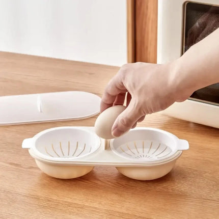 New Creative Egg Poacher Food Grade Pans Double Cup Egg Boiler Steam Microwave Oven Set Kitchen Cooking Tools kitchen tools