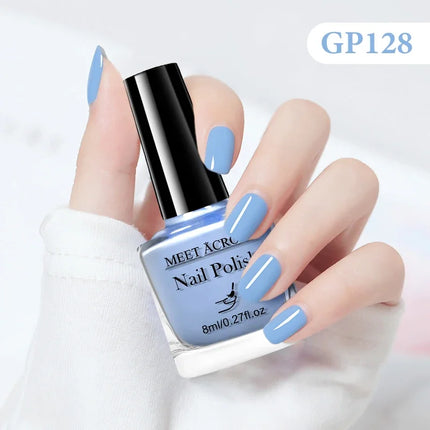 MEET ACROSS 8ml Glass Bottle Water-Based Peel Off Nail Polish Colorful Air Dry Nail Art Varnish Nails Manicure No Need Lamp