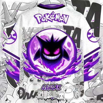 Summer 2026 Pokemon Series Themed Baseball Suit 3D Printed Breathable Quick Drying Short-sleeved T-shirt Adult Parent-child Top
