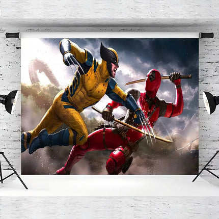 Superhero Deadpool Theme Customized Boys Birthday Party Decoration Banner Provided Portrait Photography Studio Background Props