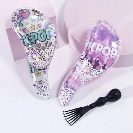 2pcs KPOP cartoon massage brush set - anti-static shower brush, comb cleaning brush cleaning tool, special for real hair wigs