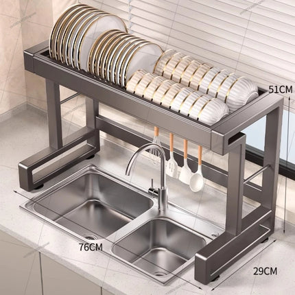 New Dish Drying Rack Kitchen Over The Sink Dish Drain Rack Utensil Holder Sink Stainless Steel Matt Black