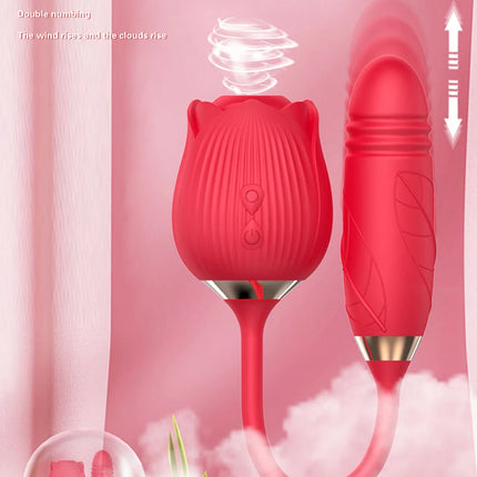 Rose Toy Sucking Vibrator Stimulator for Women with 10 Suction Thrusting Dildo G Spot Vibrators Adult Toys for Women Men Couples