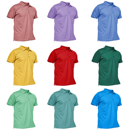 TACVASEN Summer Colorful Fashion Polo Tee Shirts Men's Short Sleeve T-shirt Quick Dry Team Work Green T-Shirt Tee Tops Clothing