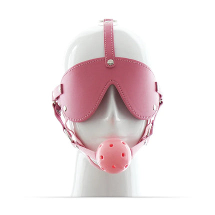 PU Leather Harness Face Mask Cool Black Headgear BDSM Bondage Restraint Muzzles Ball Mouth Gag Sex Toys for Couples Adult Games