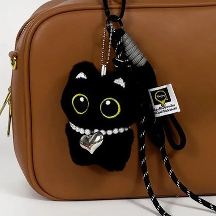 Cute Black Cat Plush Toy Doll Keychain Small Pendant Car Keyring Kitten Toy Doll For Boy Girl Brithday Gifts