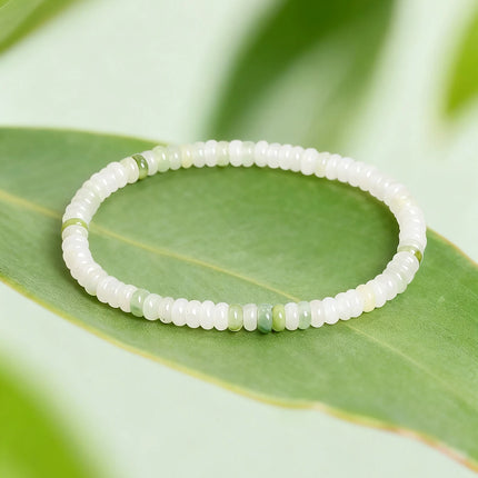 Natural Stone White Jade Abacus Bead Bracelet 4*2mm String for Positive Energy Healing Reiki Protection Good Luck Charm Jewelry