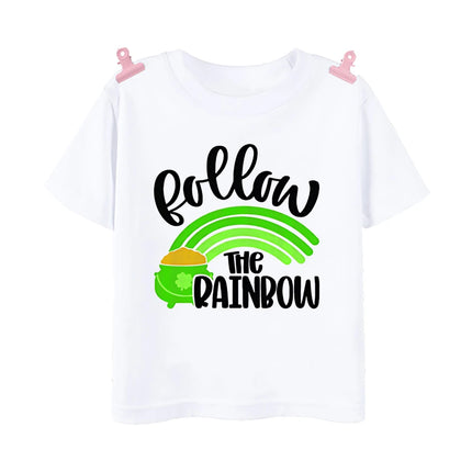 Rainbow Lucky Print Kids Shirts St. Patrick's Day Party Boys Girls Outfit T-shirt Holiday Child Short Sleeve Tops Toddler T Shirt