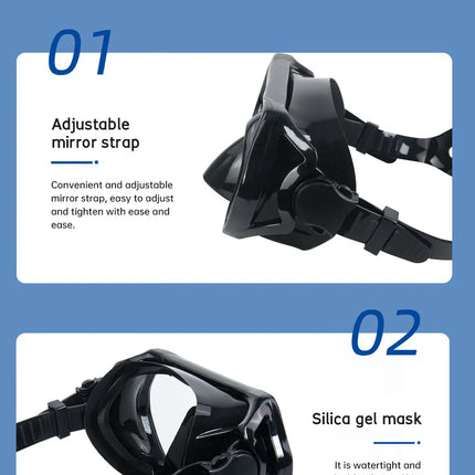 DEDEPU OEM Logo Anti-Fog Snorkel Mask – Silicone & Tempered Glass Diving Goggles for Freediving, Swimming and Scuba Diving