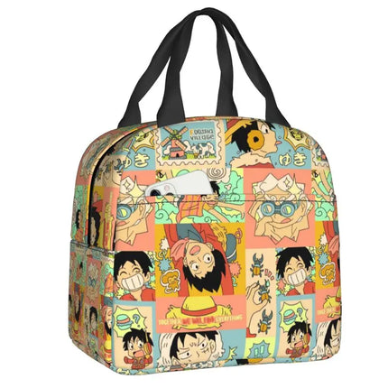 Custom One P-Pieces Insulated Lunch Bags for Women Skull Manga Portable Thermal Cooler Food Lunch Box Outdoor Camping Travel