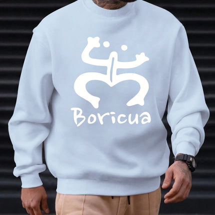 2025 Men's 100% Cotton Crew Neck Sweatshirt Boricua Art Print Cultural Elegant Premium Soft Comfortable Trendy Casual Daily Top