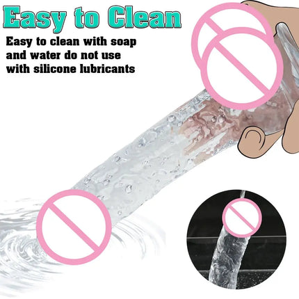 Realistic Dildo Adult Toys Transparent Dildo Suction Cup Jelly Women Erotic Sex Toys Soft Clitori Vaginal Masturbators Penis