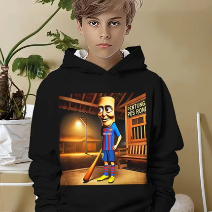Funny Cappuccino Assassino Hoodies Boys Girls Funny Italian Brainrot Print Hoodie Long Sleeve Hooded Tops Kids Humor Sweatshirts