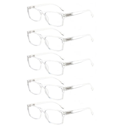 Henotin Reading Glasses for Men And Women Transparent Colored Rectangular Frames HD Anti-Blue Light Lenses Prescription Glasses